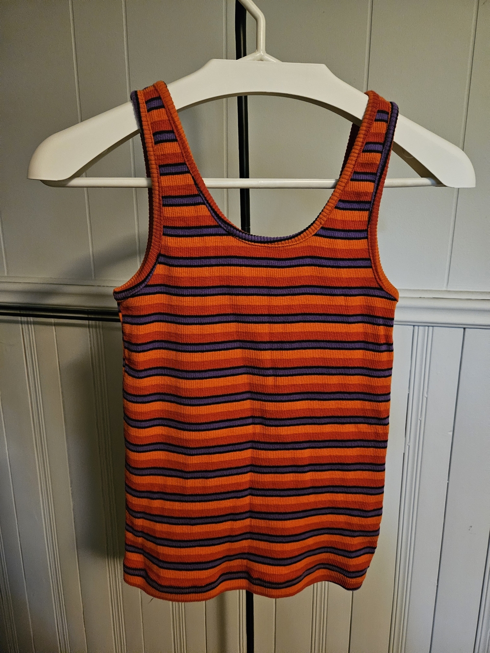💜🧡 Vintage 90s Le Château Made in Canada Striped Ribbed Tank Top – Small